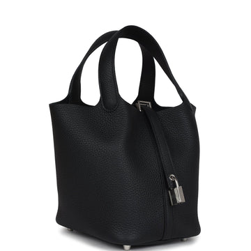 Hermes Picotin Lock 18 Black Clemence Palladium Hardware
