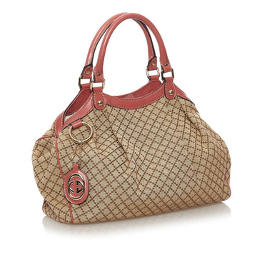 Gucci Sukey Handbag Brown Diamante Leather/canvas