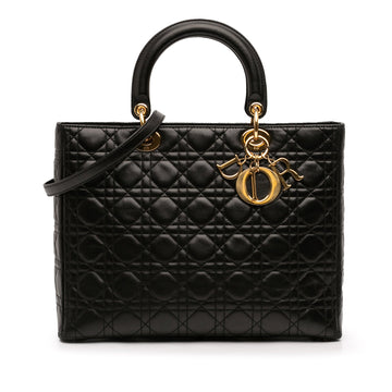 Vintage Lady Dior Bag Cannage Quilt Leather Large
