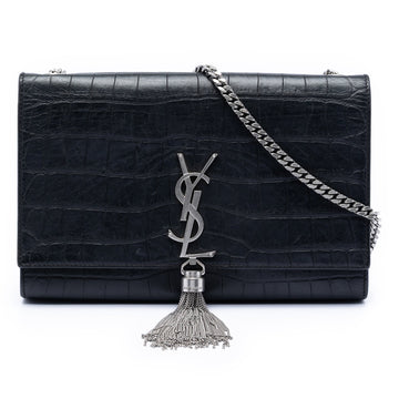 Classic Monogram Tassel Crossbody Bag Leather Embossed Leather Medium