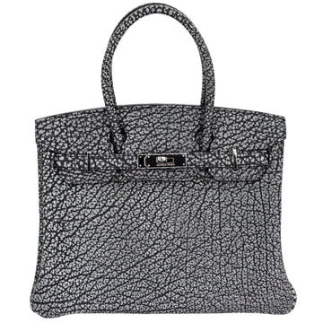 Hermès 30cm Birkin Black Dalmatian Buffalo Leather Palladium Hardware