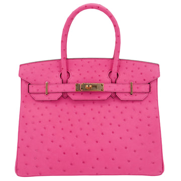 Hermès 30cm Birkin HSS Rose Tyrien/ Lime Ostrich Rose Gold Hardware