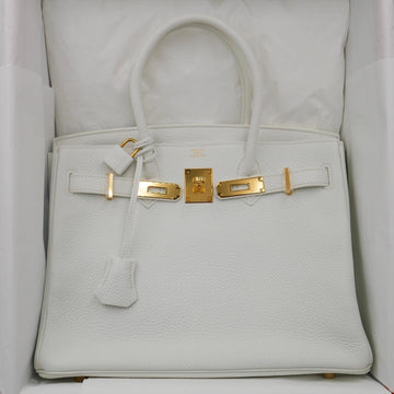 Hermès 30cm Birkin White Clemence Leather Gold Hardware