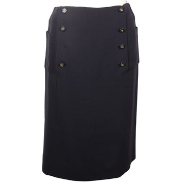 Chanel Coco Mark Double Button Wool Skirt