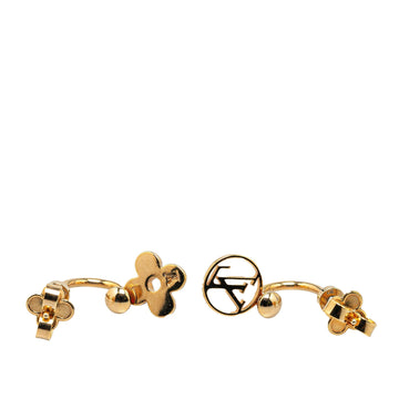 Gold Louis Vuitton Gold Plated Blooming Push Back Earrings
