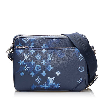 Louis Vuitton Trio Messenger Bag Blue Watercolor Ink Monogram Leather/canvas