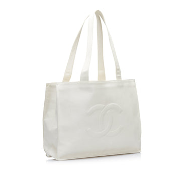 Chanel CC Tote Bag White Leather