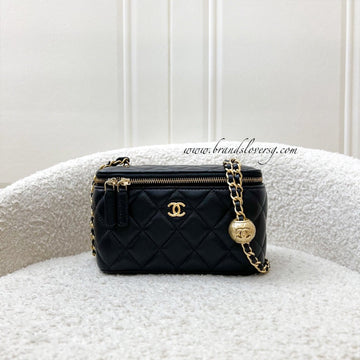 Chanel Pearl Crush Small Vanity in 24K Black Lambskin and AGHW (Model: AP2303)