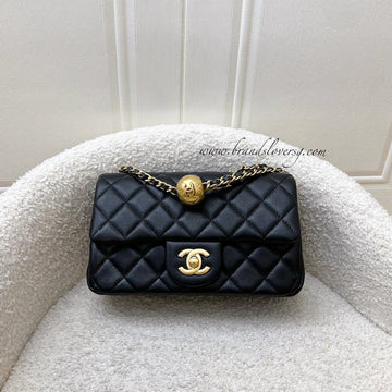 Chanel Pearl Crush Mini Rectangle Flap in 24K Black Stiff Lambskin and AGHW (AS1787)