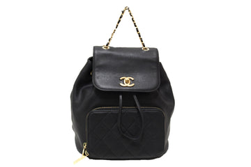 Top Quality Chanel Black Leather Leather Business Affinity Backpack