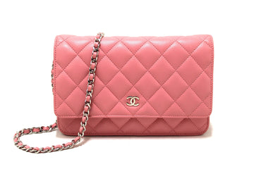 Top Quality Chanel Pink Quilted Leather Leather Wallet On Chain WOC Messenger Bag