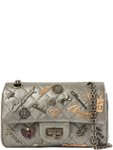 Top Quality Chanel Around 2007 Made 2.55 Icon Charm Chain Bag Mini Metallic Silver