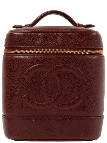 Top Quality Chanel Around 1992 Made Leather Skin Cc Mark Stitch Vanity Bordeaux
