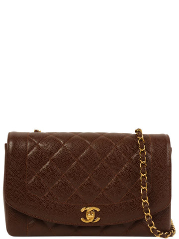 Top Quality Chanel Around 1995 Made Leather Skin Diana New Chain Bag 25Cm Brown
