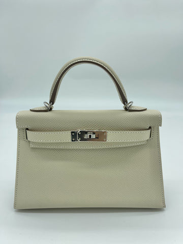 Hermes Kelly Mini 20 Leather Nata Palladium Hardware