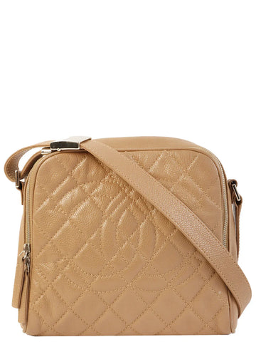 Top Quality Chanel Around 2007 Made Leather Skin Cc Mark Stitch Shoulder Bag Beige