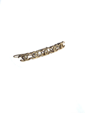CHANEL CC Logo Gold Tone Hair Clip