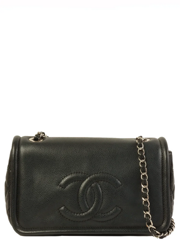 Top Quality Chanel Around 2009 Made Leather Skin Cc Mark Stitch Chain Bag Black