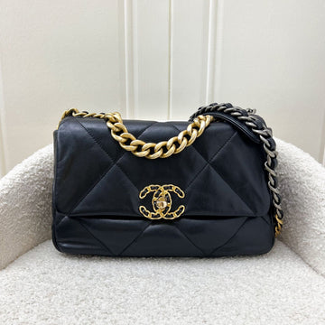 Chanel 19 Small Flap in Black Goatskin and 3-tone HW