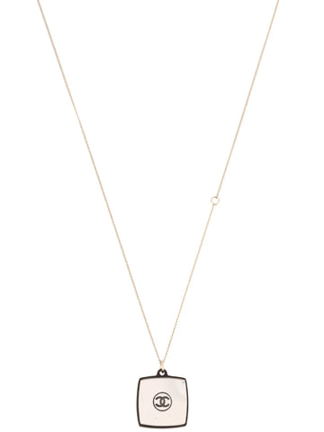 Top Quality Chanel 2008 Made Square Mirror Cc Mark Rhinestone Necklace Black