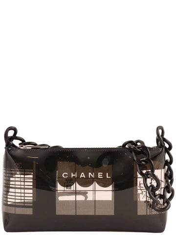 Top Quality Chanel Around 2003 Made Windows Line Chain Bag Black