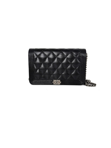 CHANEL Boy Quilted Caviar Leather WOC Wallet on Chain Crossbody Bag