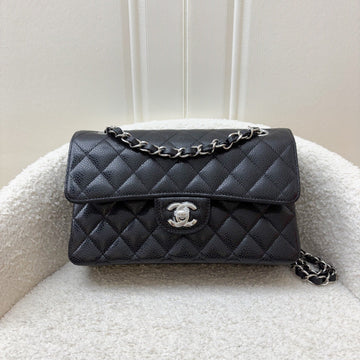 Chanel Small Classic Flap CF in Black Caviar and SHW (Model: A01113)