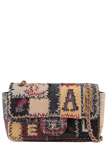 Top Quality Chanel Around 2012 Made Leather/denim Patchworks Turn-Lock Chain Bag Indigo/Multi