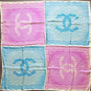 Chanel Cruise in Singapore 90cm VIP Gift Scarf in Pink / Blue / Cream 100% Silk