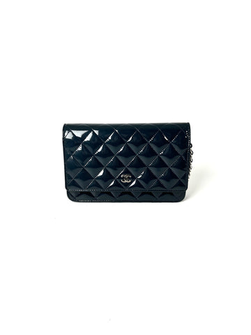 CHANEL 14C WOC Wallet on Chain Navy Blue  Leather Crossbody Bag