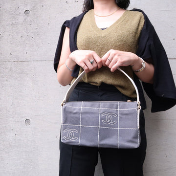 Top Quality Chanel Chocolate Bar Wild Stitch Leather/canvas Hand Bag Gray
