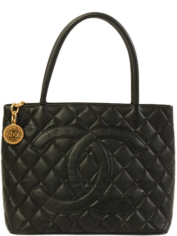 Top Quality Chanel Around 2001 Made Leather Skin Cc Mark Stitch Revival Tote Bag Black