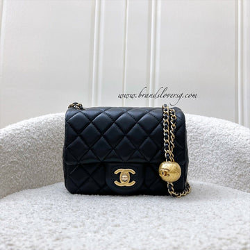 Chanel Pearl Crush Square Mini Flap in Black Lambskin and AGHW (Model: AS1786)