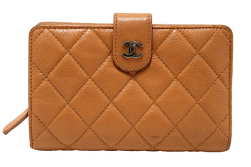 Top Quality Chanel Vintage Brown Quilted Leather Leather Bifold Wallet