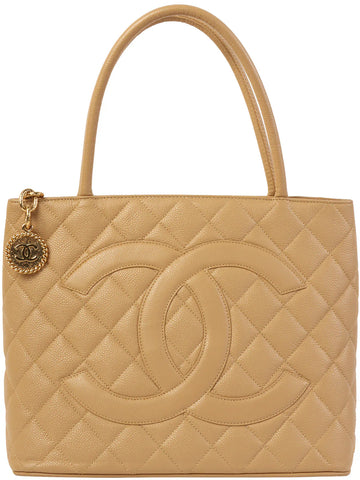 Top Quality Chanel Around 2007 Leather Skin Cc Mark Stitch Revival Tote Bag Beige