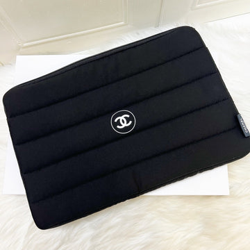 Chanel Beaute VIP Gift Laptop Sleeve with White Logo in Black Recycled Polyester