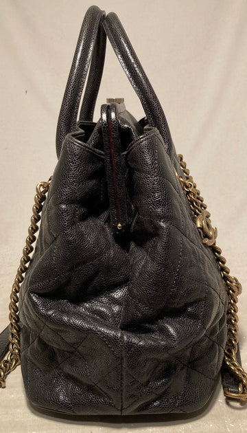 Chanel Glazed Leather Large Frame Tote Bag