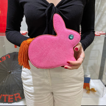 Hillier Bartley Bunny calf hair and leather clutch