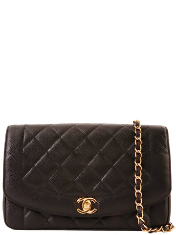 Top Quality Chanel Around 1995 Made Leather Skin Diana New Chain Bag 25Cm Black
