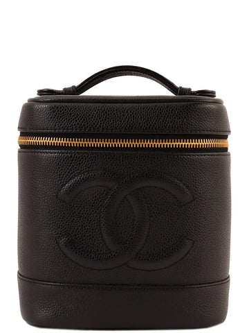 Top Quality Chanel Around 2000 Made Leather Skin Cc Mark Stitch Vanity Black