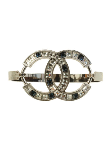 Top Quality Chanel 2005 Made Rhinestone Cc Mark Bangle Black/Silver