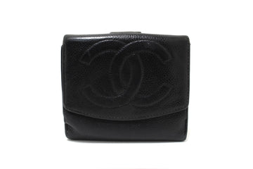 Vintage Top Quality Chanel Black Leather Leather Timeless CC Small Wallet
