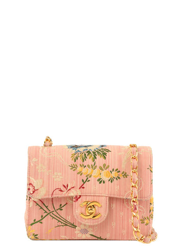 Top Quality Chanel Around 1992 Made Flower Stitch Classic New Chain Bag Mini Pink/Multi