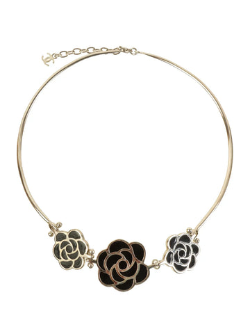 Top Quality Chanel 1998 Made Camellia Choker Silver/Black