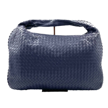Bottega Veneta Hobo Bag Medium Navy Lambskin leather Mint Condition