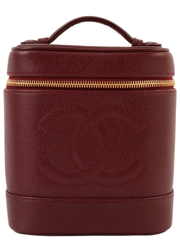Top Quality Chanel Around 1997 Made Leather Skin Cc Mark Stitch Vanity Bordeaux