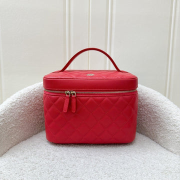 Chanel Top Handle Vanity Case in Raspberry Red Caviar LGHW