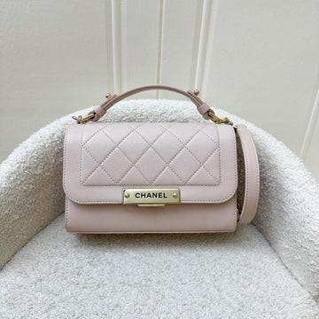Chanel 17C Click Label Shoulder Bag in Light Pink Calfskin and LGHW