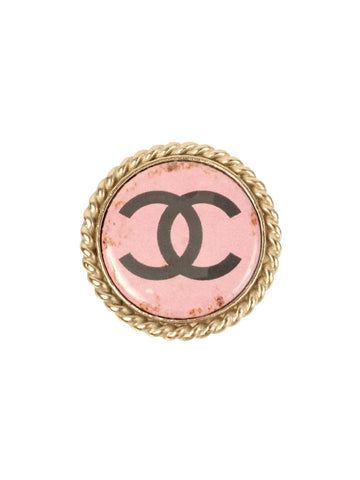 Top Quality Chanel 2008 Made Round Cc Mark Brooch Pink/Black