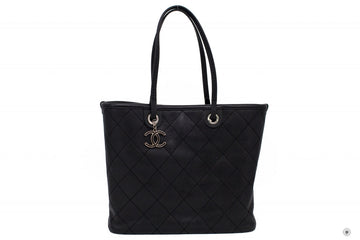 Top Quality Chanel A92212 CC Black Leather Tote Bag Shw